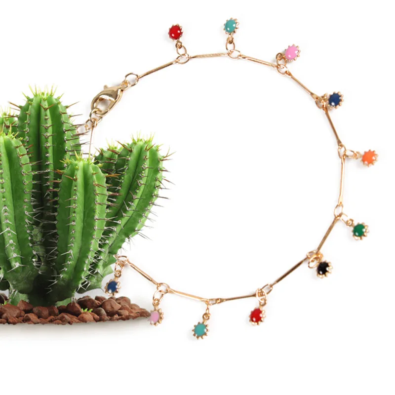 Простой Подсолнух ручной работы Footchain ножные браслеты богемный кулон на пляж