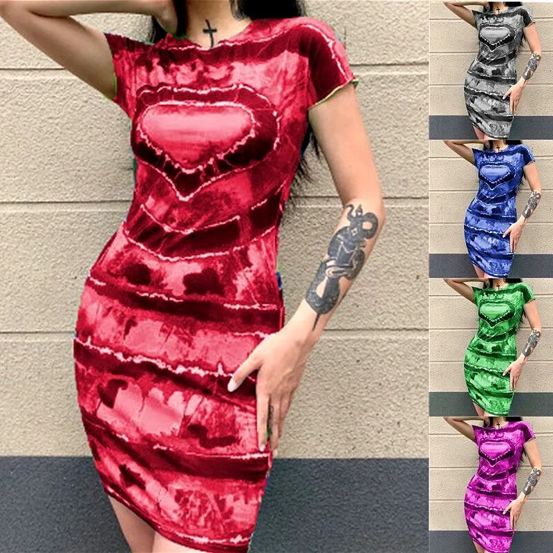 

Женское облегающее мини-платье с коротким рукавом и круглым вырезом