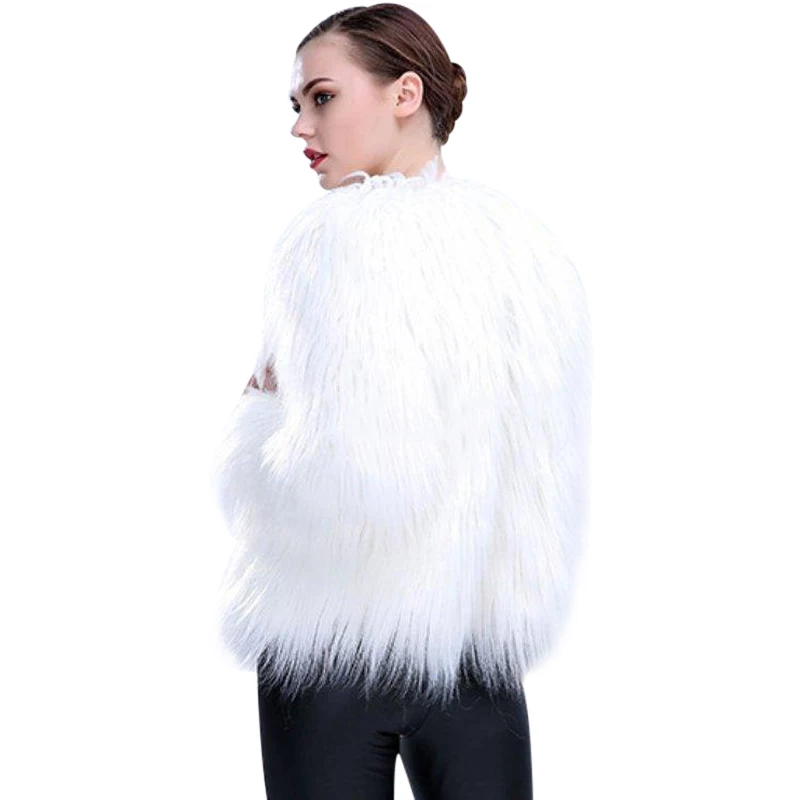 Women Faux Fur LED Light Coat Christmas Costumes Cosplay Jacket Overcoat Winter Warm Party Club Fur Coats Outwear 2020