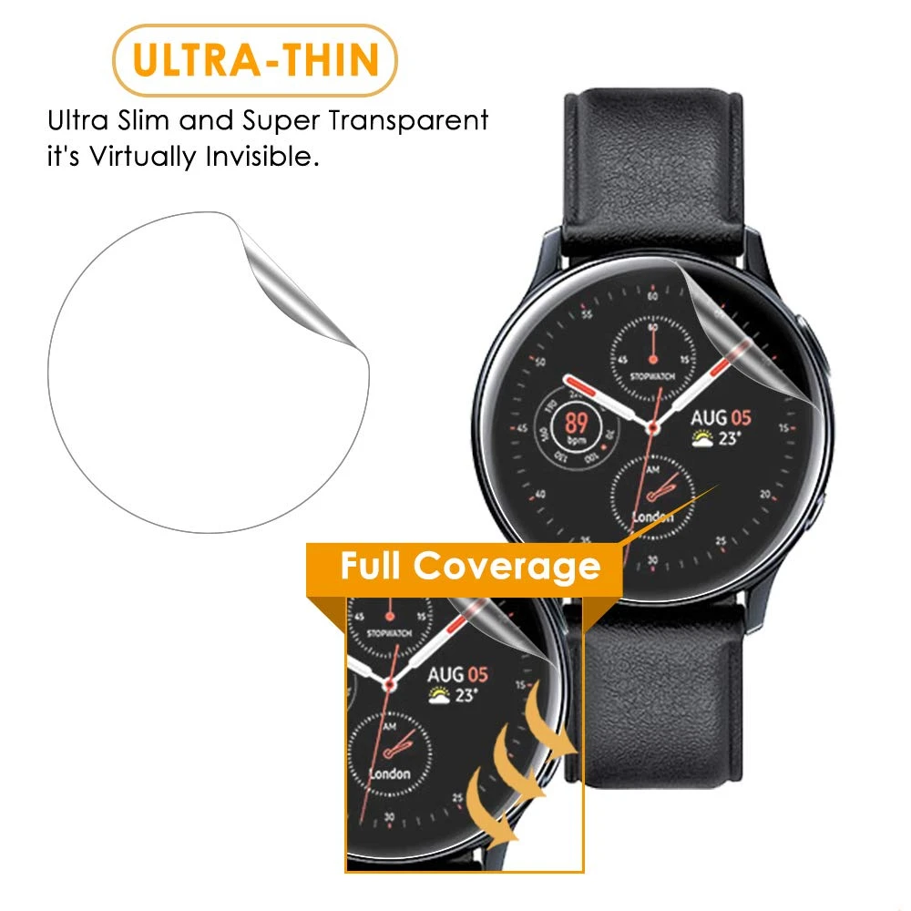3 упаковки для Samsung Galaxy Watch Active2 40 мм/44 мм Smart 5H TPU Nano Anti-shock Высокое разрешение