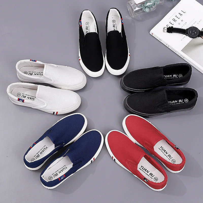 

Men Women Canvas Shoes Casual Slip on Loafers All Black Shoes for Lovers Unisex Big 45 46 47 48 No Laces Easy to Wear Sneakers