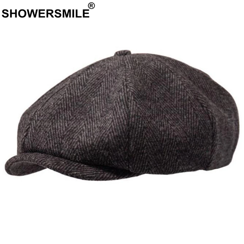 Coffee Hat Бренд SHOWERSMILE, Шерстяная кепка Newsboy s, мужская серая кепка в елочку, плоская кепка s, женская кепка кофейного цвета в британском стиле Гэтсби, осенне-зимние шерстяные шляпы - Цвет: Coffee Hat