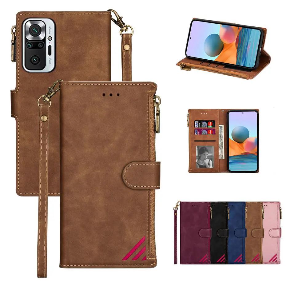 

Кожаный чехол-бумажник на молнии для Xiaomi Redmi Note 10 Pro, Магнитный флип-чехол для телефона Redmi K40 Pro, чехол