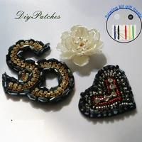 1pc haert letter flower rhinestone beaded patches for clothes diy fashion badge sequins appliques parches ropa