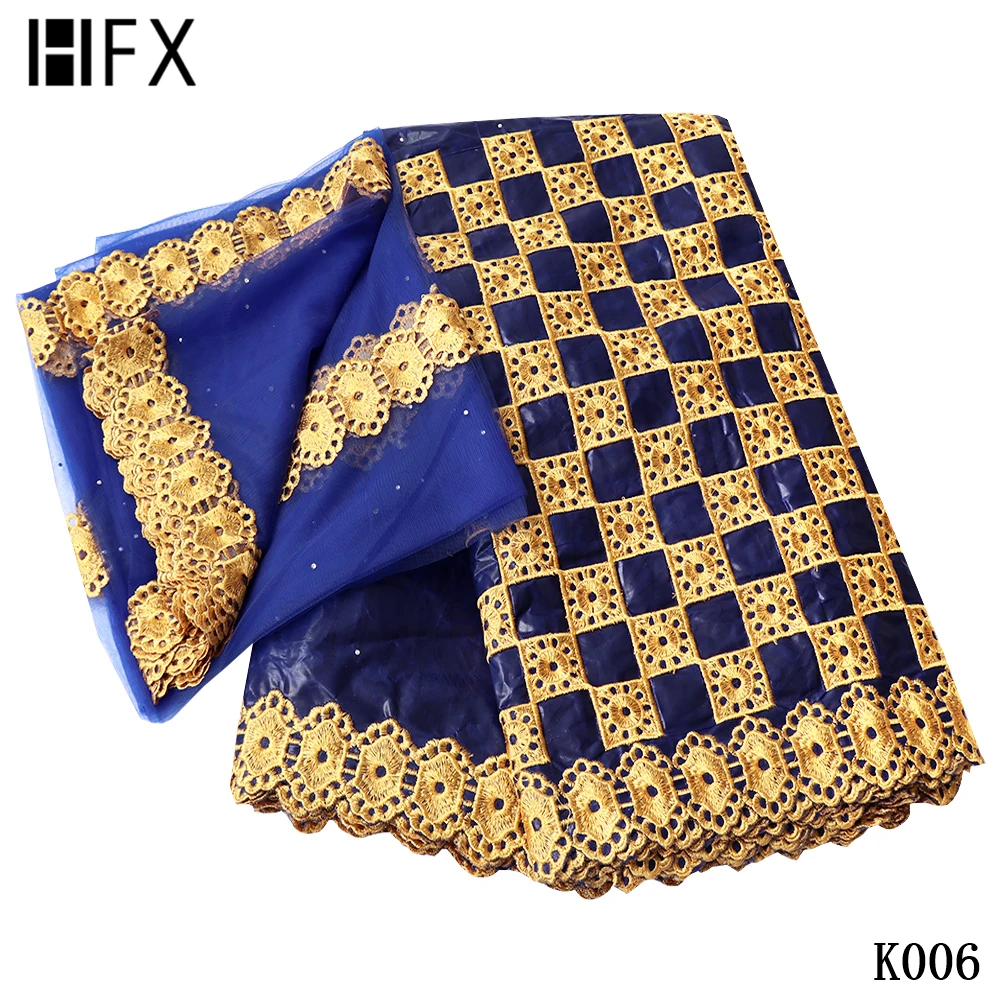 

HFX bazin lace fabric african 2020 lace fabric Bazin Riche high quality fabrics dress for women dress 7yards k006