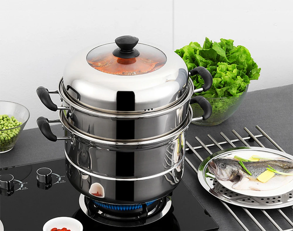 Пароварка для двух бойлеров многофункциональная посуда из нержавеющей стали