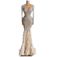 gorgeous feather tassel hem long sleeves evening dresses for engagement prom party pageant holiday show special occasion