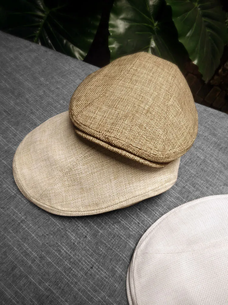 Newsboy female cap child pure color shade is prevented bask in spring and summer cotton and linen beret male han edition