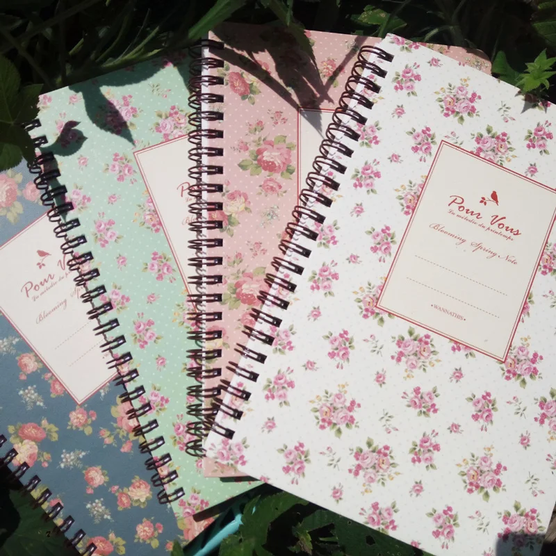 

A5 Spiral Notebook 80 Sheets Small Flower Cover Paper Diary Travel Planner Line Notepad Office School Student Gift
