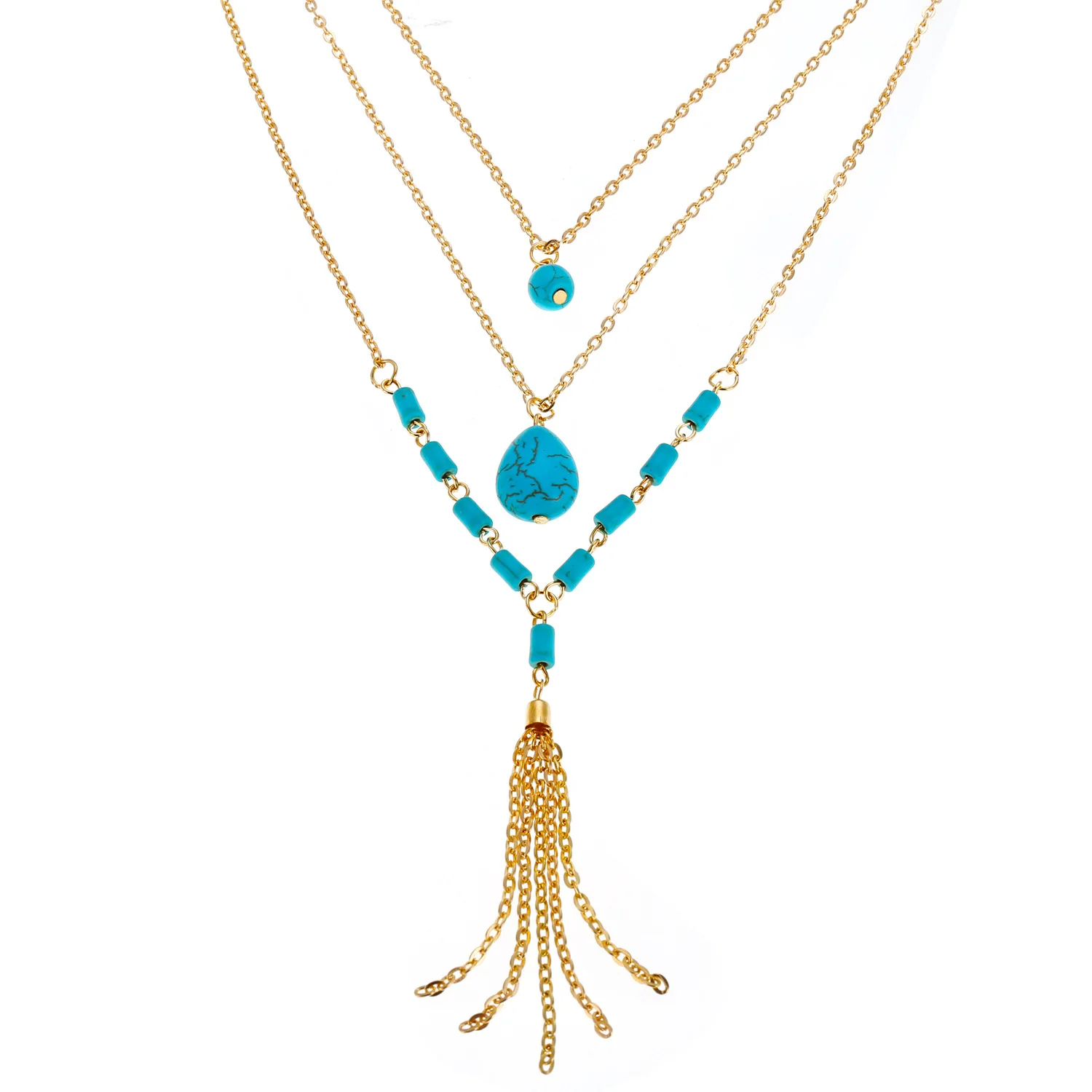 Богемное Ретро многослойное ожерелье с подвеской кисточка цепочка подвеска для