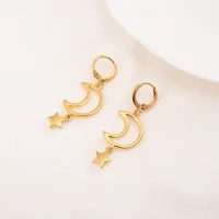 2021 new fashion sweet moon star gold color earrings for women temperament crescent jewelry party gifts