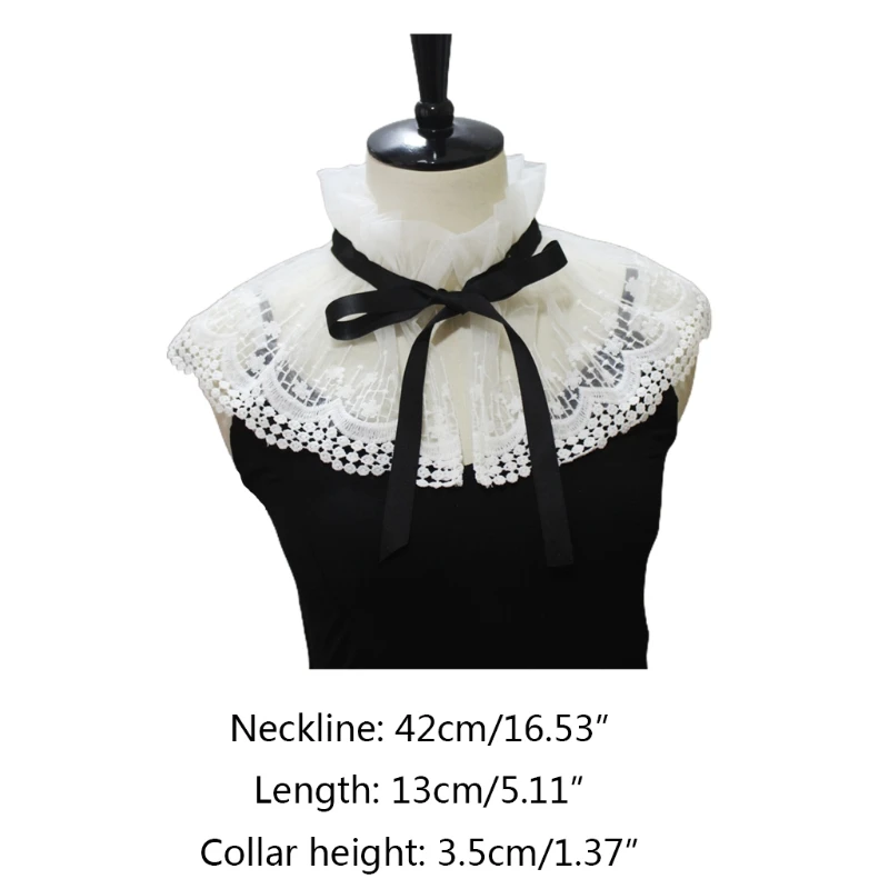 

Stand-up Collar Fake Collar Shawl Sweet Embroidery Floral Lace Decorative Necklace Half Shirt Hollow Mini Poncho Capelet