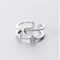 double layer rings for women korean fashion design bridal sets jewelry ring star moon open rings