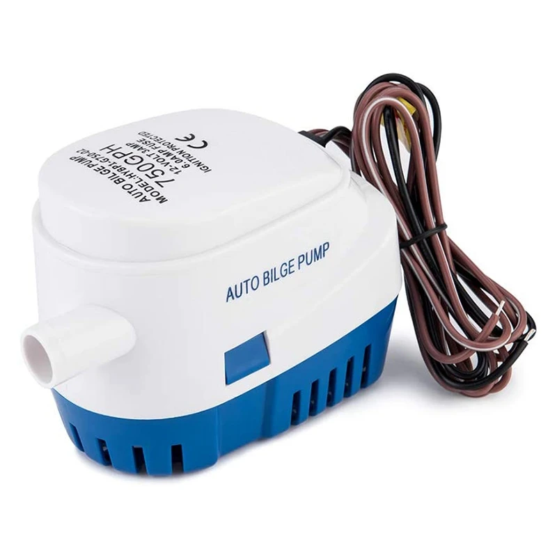 

Automatic Submersible Small Boat Bilge Pump 12V 750Gph Auto and Float Switch 3/4 Inch (19mm) Outlet Dia, Bilge Pumps