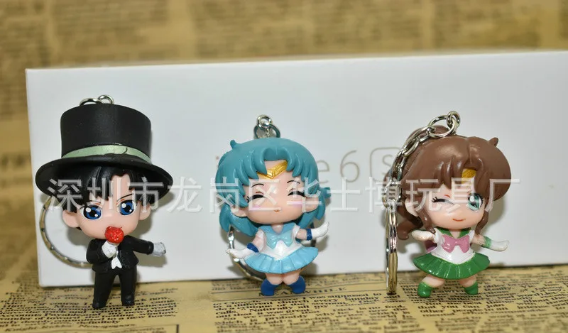 6 шт./компл. аниме Сейлор Мун Фигурки игрушки брелок кулоны куклы аксессуары для