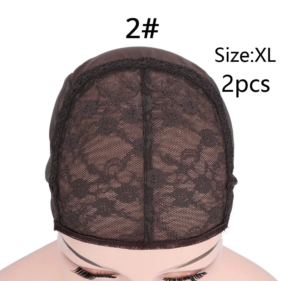 Plussign, инструменты для изготовления париков, черный парик, дышащая мягкая, 2 шт./партия, сетчатая купольная Кепка, двойное кружево на верхней части S/M/L/Xl, четыре размера - Цвет: NO.2-XL 2Pcs