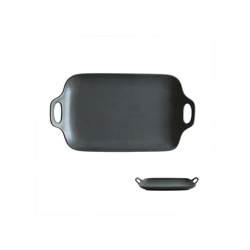 

Jusen Japanese Style 7.25 Inches Double Handle Rectangular Dinner Plate Ceramic Vajilla Ceramica Completa Kitchen Tableware