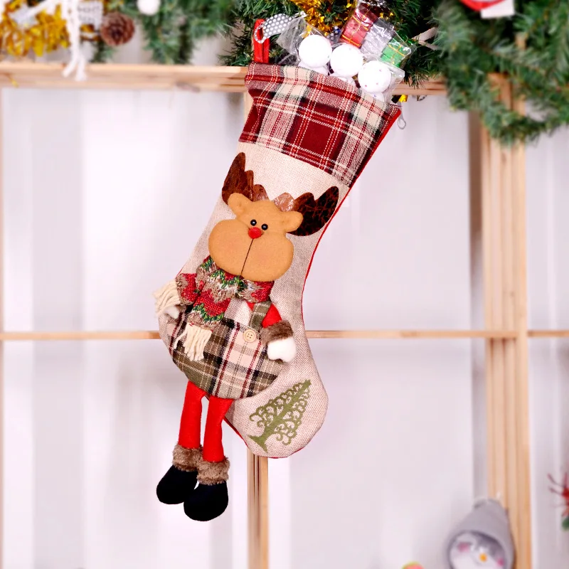 

Christmas Socks Decorations New Old Man Snowman Christmas Socks Gift Bag Pendant Candy Bag