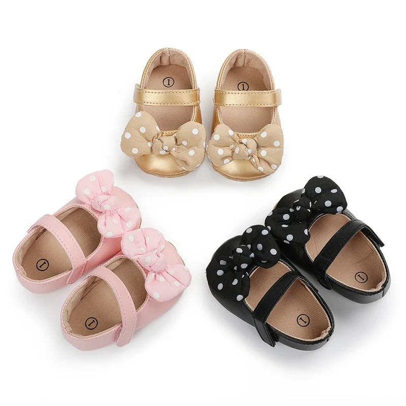 Zapatos de primeros pasos para beb&eacute;, calzado s&oacute;lido de PU para reci&eacute;n nacido, suela suave, primavera y oto&ntilde;o-0