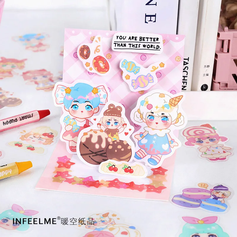 

40 Pcs Kawaii Cartoon Girls Doll Stickers Set Decorative Sticker Decoration For Scrapbooking For Children Stationery