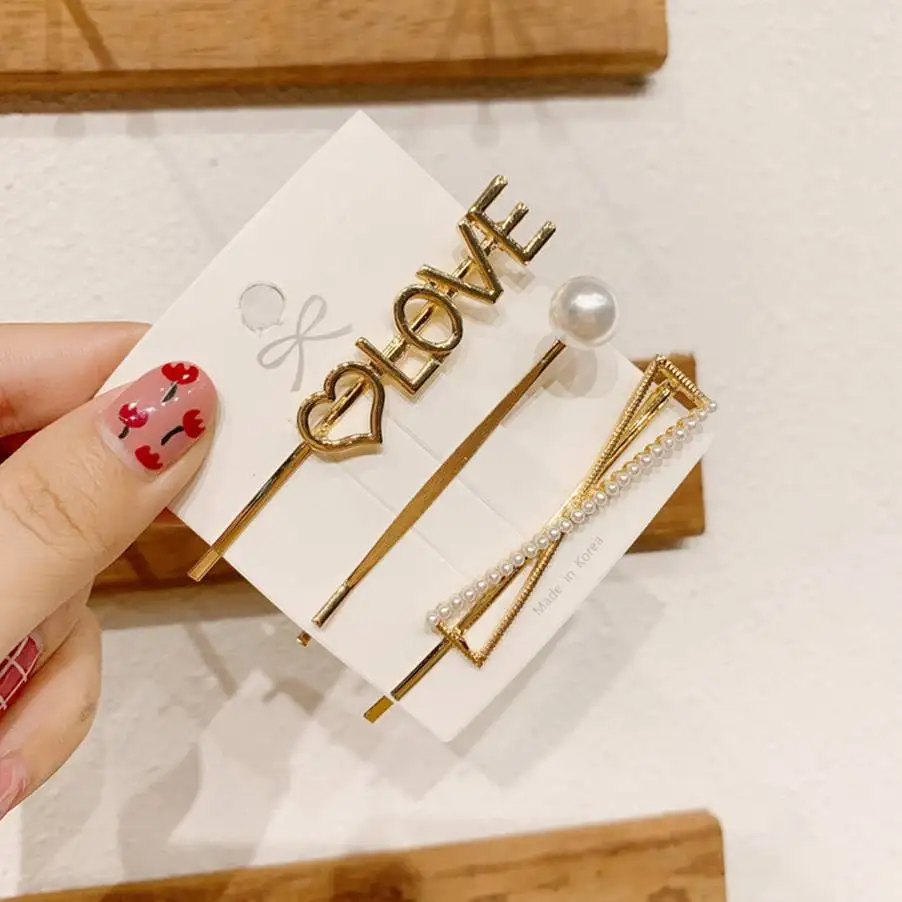 

3pcs Pearl Hairpin Combination Ins Hairclips Hairpins Hair Accessories Wedding Bride Love Star Heart Hair Clip Barrettes