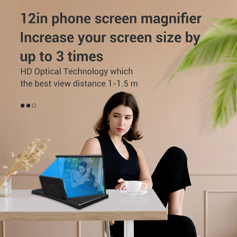 mobile phone screen amplifier 12 inch curved blu ray magnifying glass desk folding stand enlarged cell phone hd video magnifier free global shipping