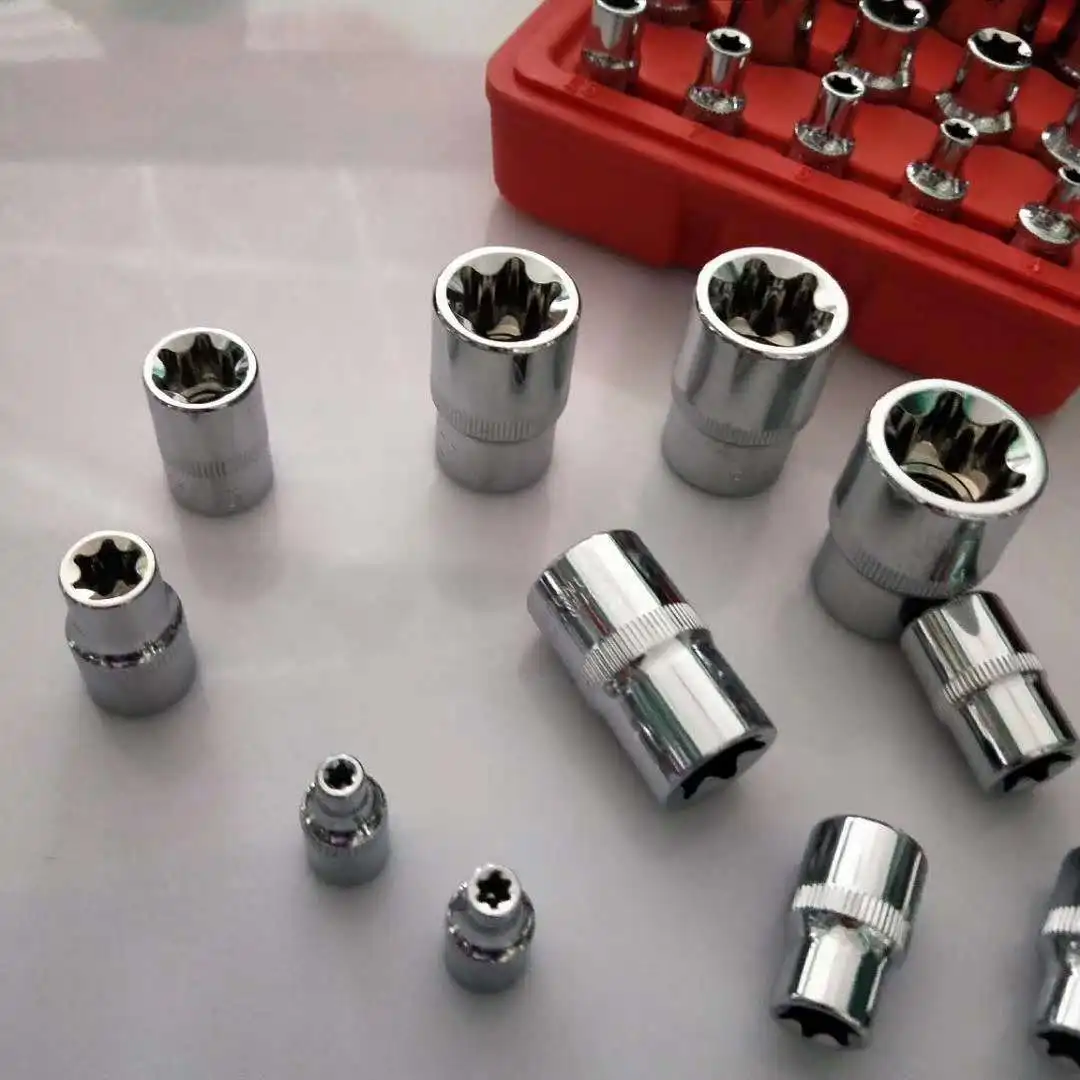 Crv material 14pcs/set E Torx Star Female Bit Socket Set 1/2" 3/8" 1/4" Drive E4 - E24 repair tool hand set high quanlity |