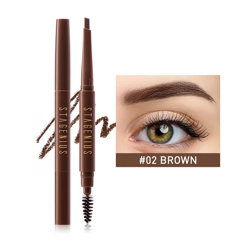 

Двухсторонний вращающийся карандаш для бровей, водостойкий стойкий не размазывающийся, легко окрашивающий, усилитель бровей, косметически...