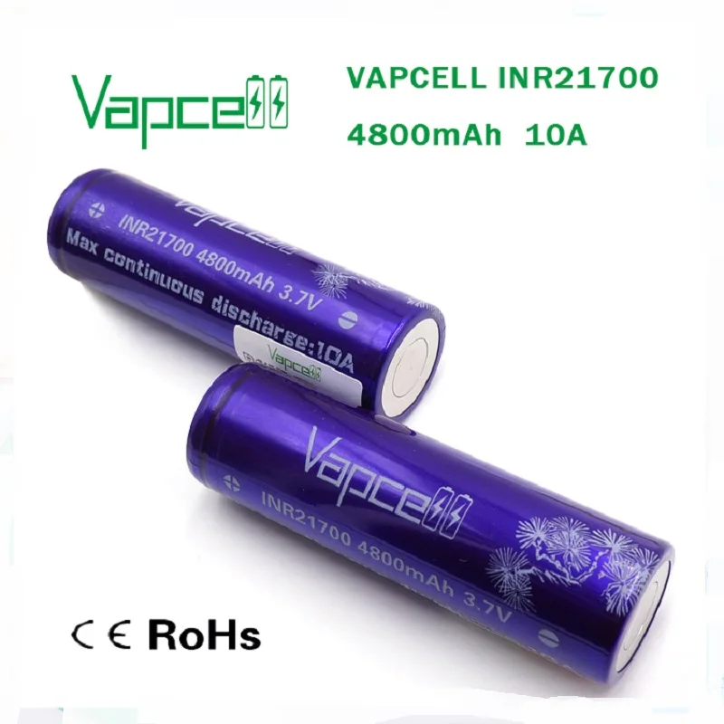Перезаряжаемые литий-ионные батареи VapCell 21700 4800 мАч 10 А 48 г высокая емкость 3 7 в
