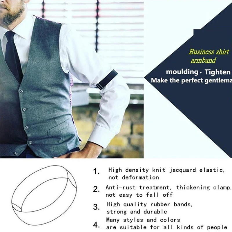 

Elasticated Unisex Armbands Sleeve Garter Adjustable Gift Shirt Sleeve Holders Cufflinks Business Wedding Groom Accessories