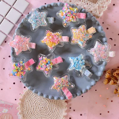 Корейский стиль ярко розовая заколка для волос с пятиконечными звездами детская