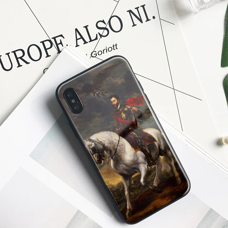 Equestrian portrait of the Emperor Charles V Glass Silicone Phone Case For iPhone SE 6s 7 8 Plus X XR XS 11 Pro Max Cover Shell | Мобильные