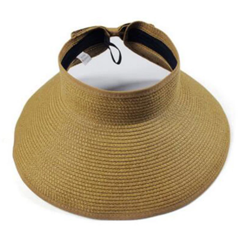 Шляпа от солнца Складная женская Пляжная Соломенная Панама с широкими полями и