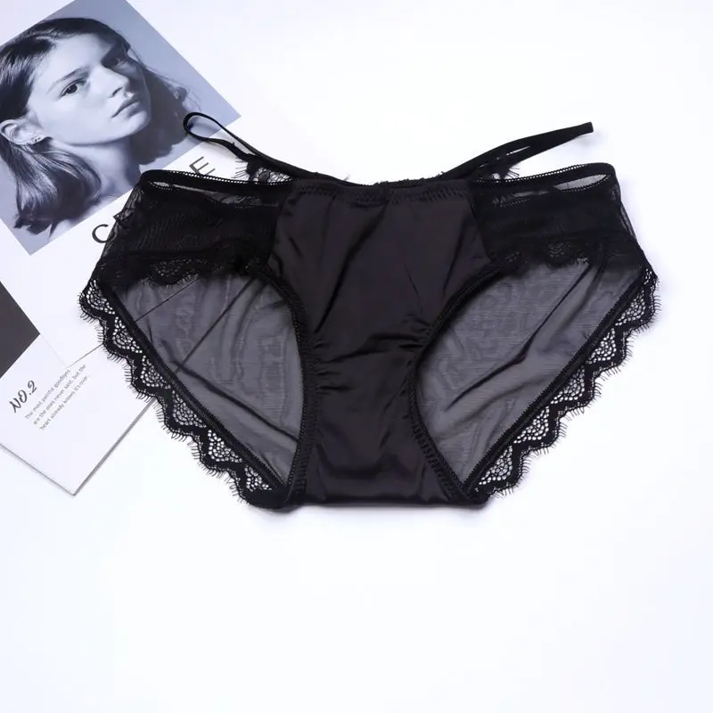 

Sexy Lce Silk Panties Hollow Lace Transparent Women Seamless Underwear Breifs Fasion Back Bandage Knickers Bikini Lingerie