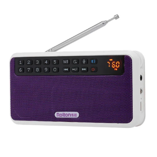 Purple Rolton E500 6 Вт беспроводной Bluetooth динамик Портативный цифровой FM радио Hi-Fi стерео tf музыкальный проигрыватель с светодиодный дисплей для ПК/телефона - Цвет: Purple