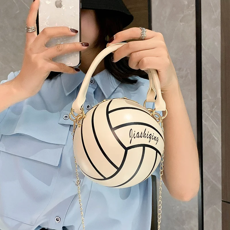 

Cute Volleyball Bag Female 2021 New Trendy Personality Ins Wild Small Round Bag Net Red Pink Portable Messenger Bag