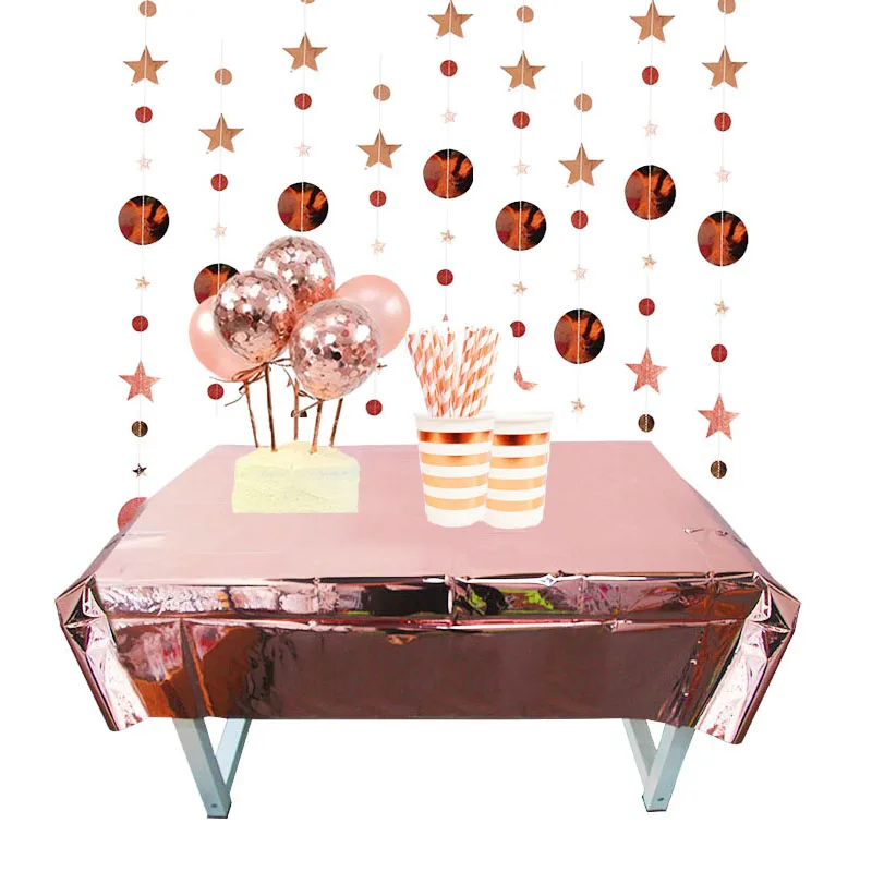 Розовое золото вечерние принадлежности одноразовая посуда чашки соломинки для