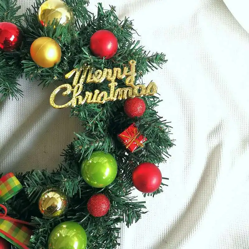Мини Рождественская елка Рождественский венок подвесной ротанговый круг