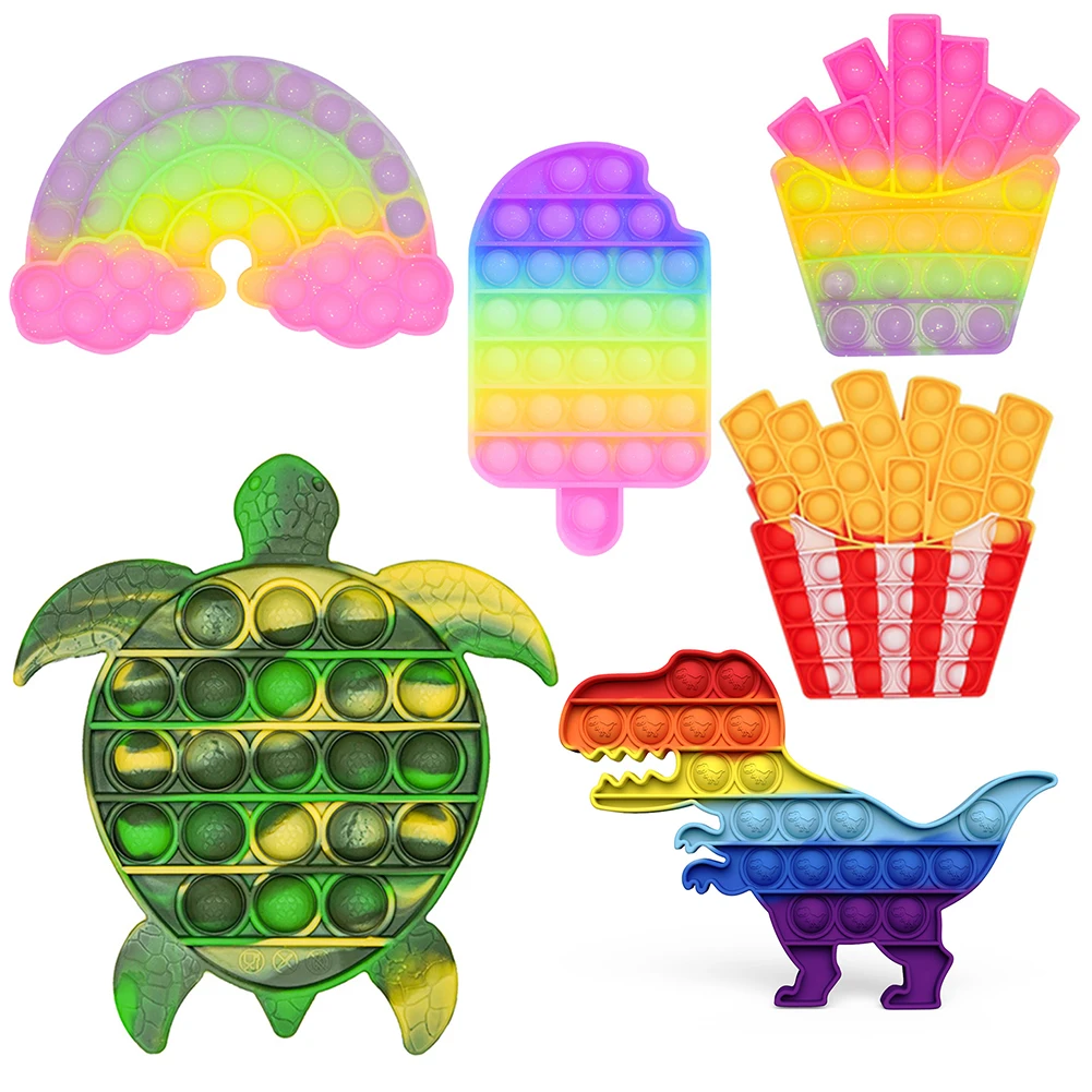 

1 шт. Радужная пузырьковая игрушка-антистресс, пузырьковая игрушка, сенсорная сжимаемая игрушка для снятия стресса, аутизм нуждается в анти...