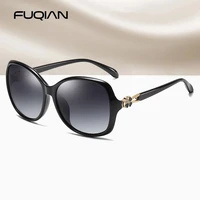 fuqian new big square polarized male sunglasses brand design four leaf clover sun glasses women high quality driving eyewear