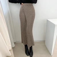 2021 autumn winter knitting high waist pencil womens knitting leisure retro and ankle long skirt warm thickened