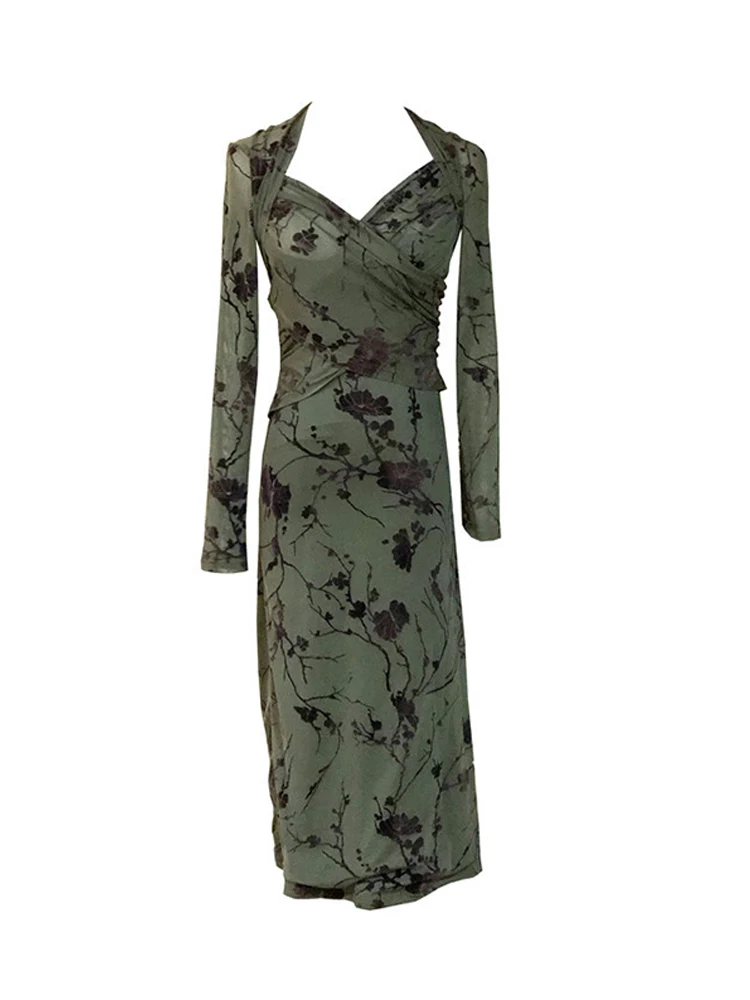 Женское длинное платье до середины икры элегантное винтажное в восточном стиле с