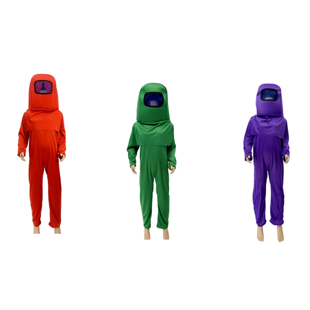 

Kids Anime Game Among Us Cosplay Costume 3pcs Set Cute Children Halloween Party Stage Show Jumpsuit Cosplay Mask Kids Gift