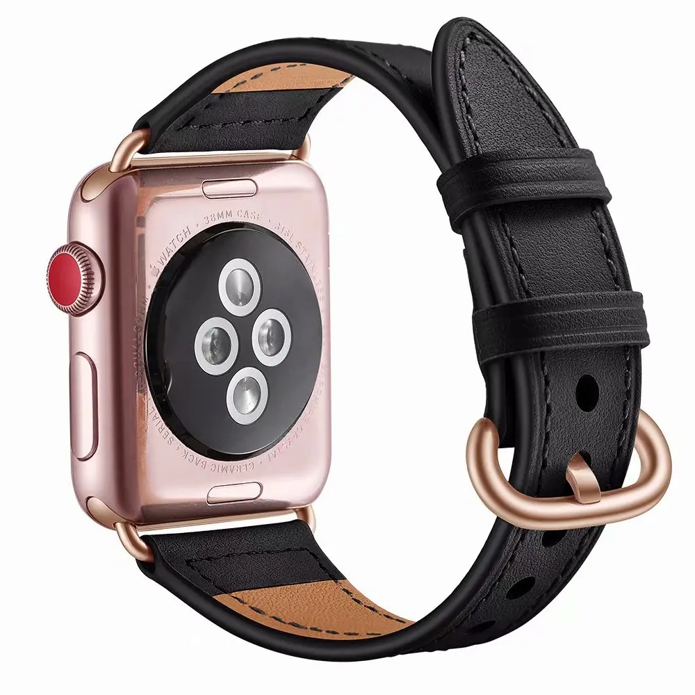 B-black Дизайн, ремешок из натуральной кожи для Apple IWatch, 42 мм, 38 мм, 40 мм, 44 мм, ремешок для Apple Watch, серия 5, 4, 3, 2, 1 - Цвет ремешка: B-black
