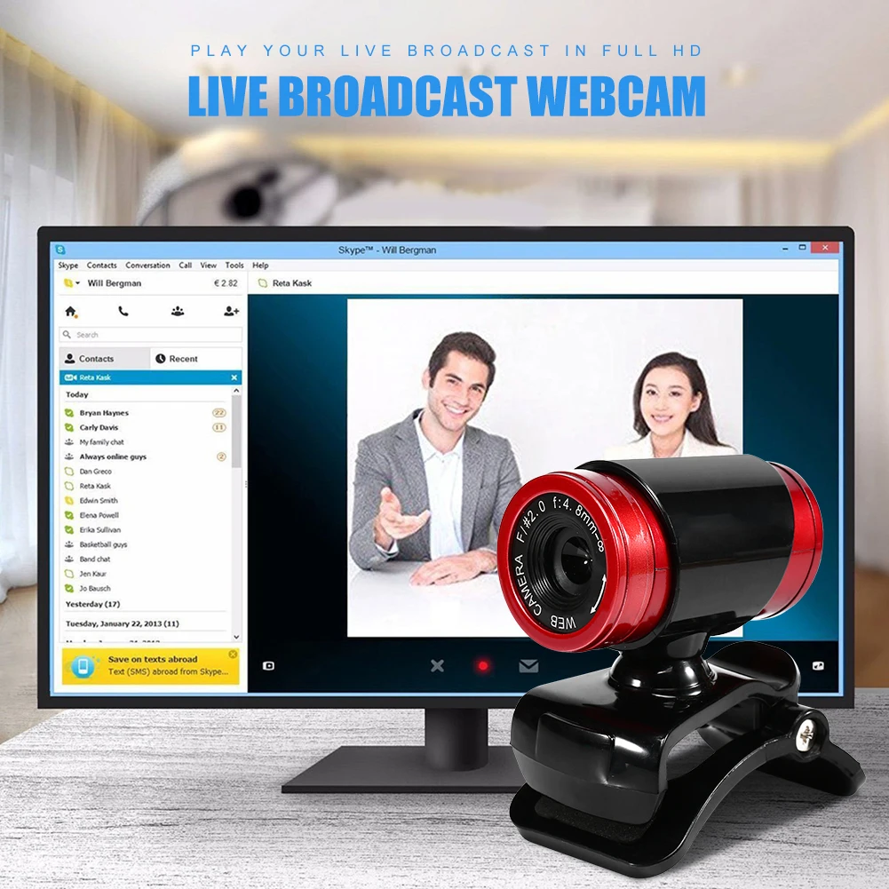 

USB Camera HD Adjustable Mini Computer Webcam Built-in Sound-absorbing Microphone for Video Teaching Live Broadcast