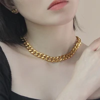 xiyanike 316l stainless steel two color thick chain necklaces for women clavicle chain 2021 trendy fashion party gift jewelry