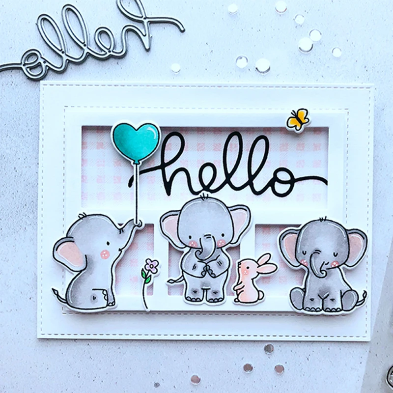 Слоны кроликов пасхальные Животные прозрачный силиконовый штамп для