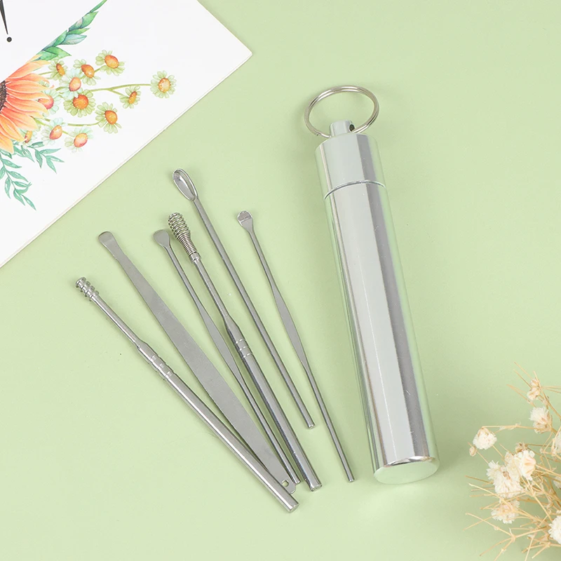 

6Pcs Stainless Steel Spiral Ear Pick Spoon Ear Wax Removal Cleaner Multifunction Ear Picking Tool Set Household