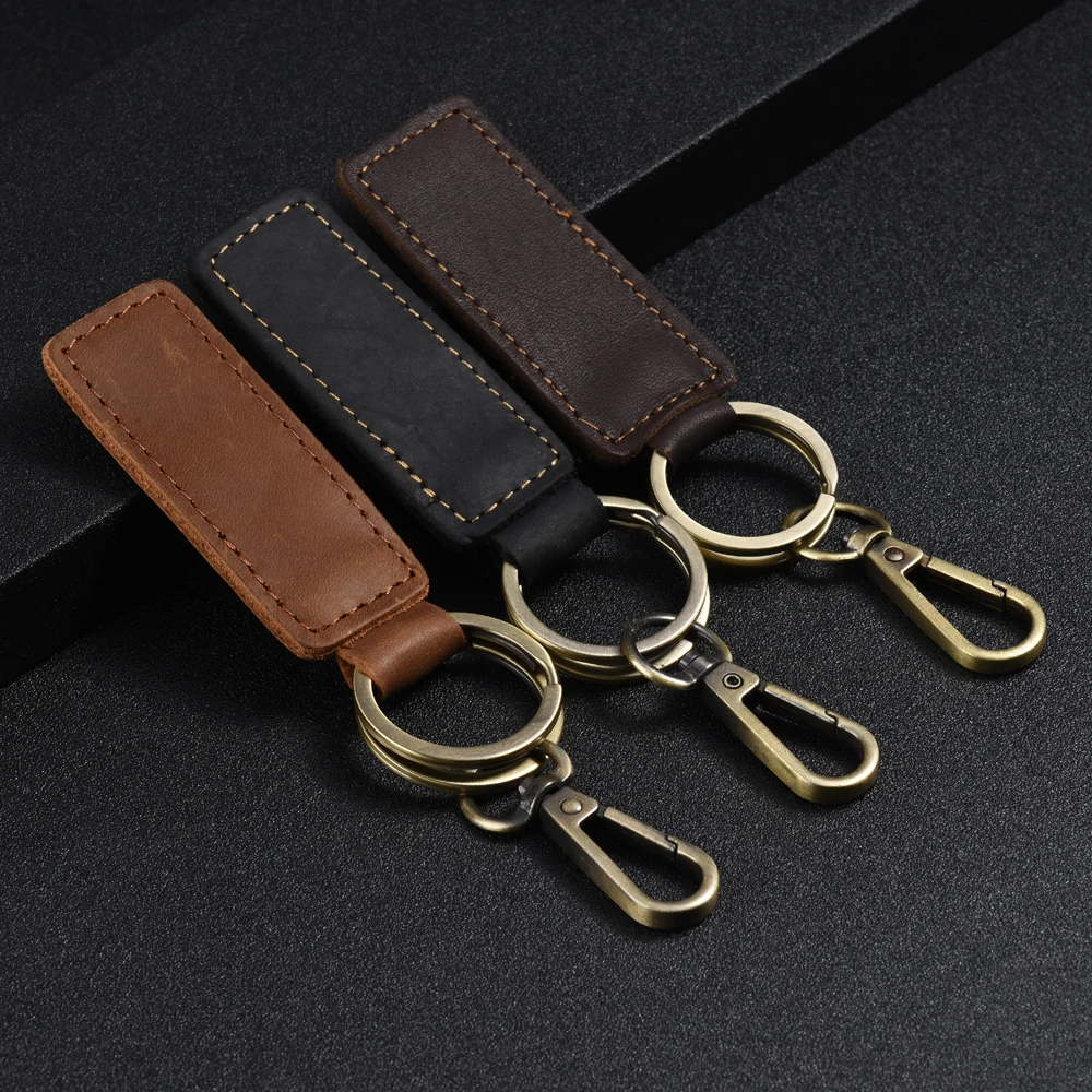 

Handmade original business leather keychain handmade retro leather gift unisex genuine leather