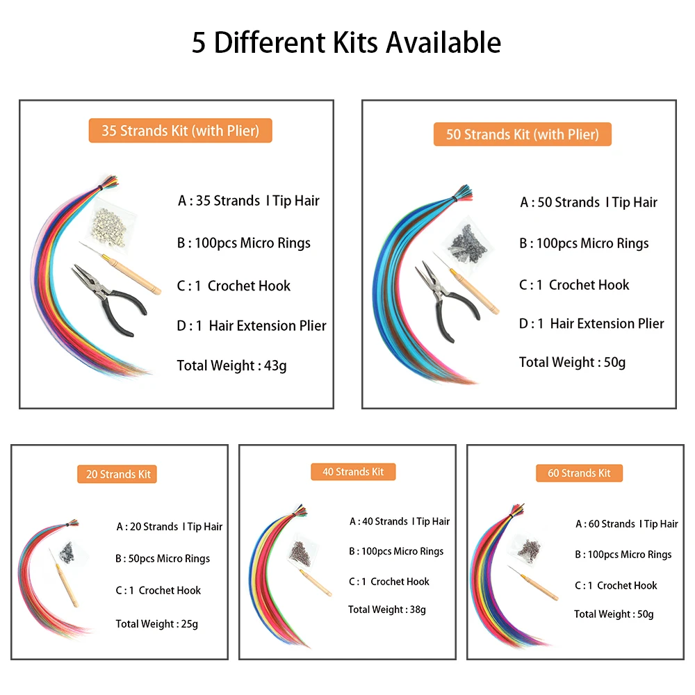 Набор для наращивания волос Синтетический с кончиком I кератиновая палочка 16